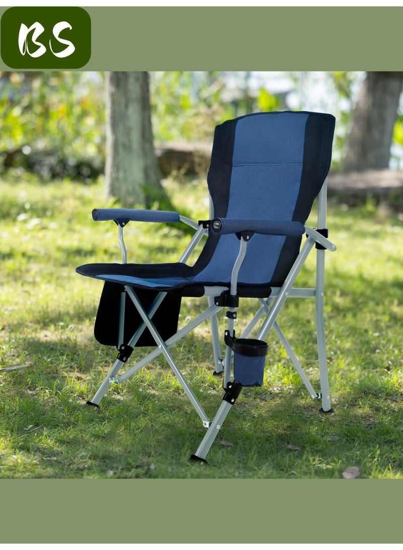 BS （Outdoor Survival Chair）Portable outdoor chair | Folding camping chair | Folding travel chair | Lightweight folding chair | Green folding camping chair with cup holder and padded seat | Beach chair | Picnic chair | Camping accessories | Weight capacity: 440 lbs | High-back lawn chair. - Image 5